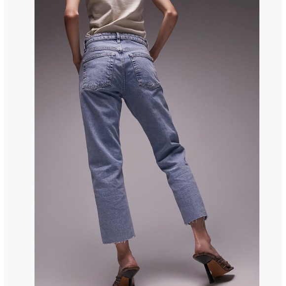 Topshop Raw Hem Crop High Rise Jeans Size 28 - Picture 2 of 11